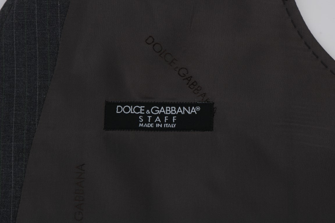 Dolce &amp; Gabbana Elegant Striped Gray Waistcoat Vest