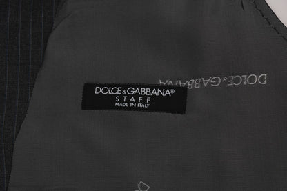 Dolce &amp; Gabbana Elegant Gray Striped Waistcoat Vest