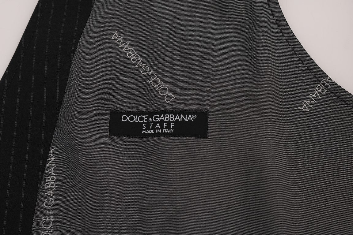 Dolce &amp; Gabbana Elegant Striped Gray Waistcoat Vest