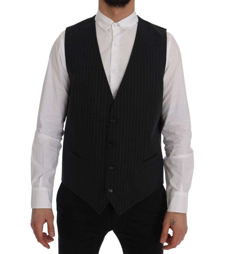 Dolce &amp; Gabbana Elegant Gray Striped Men&