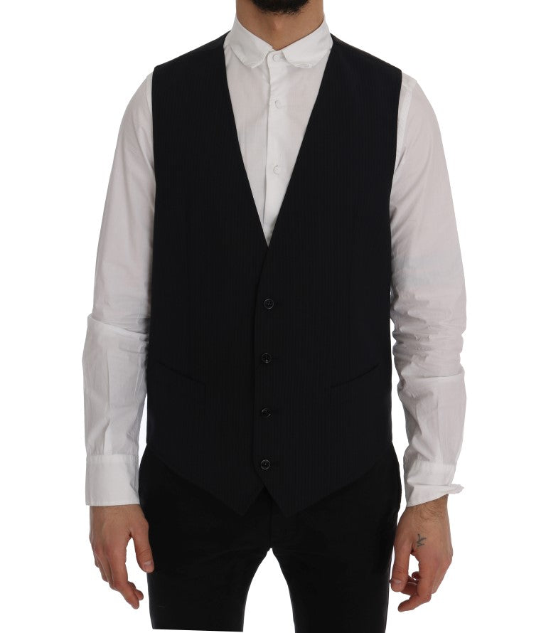 Dolce &amp; Gabbana Sleek Striped Wool Blend Waistcoat Vest