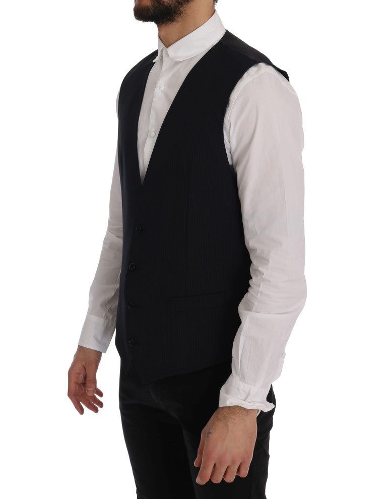 Dolce &amp; Gabbana Sleek Striped Wool Blend Waistcoat Vest