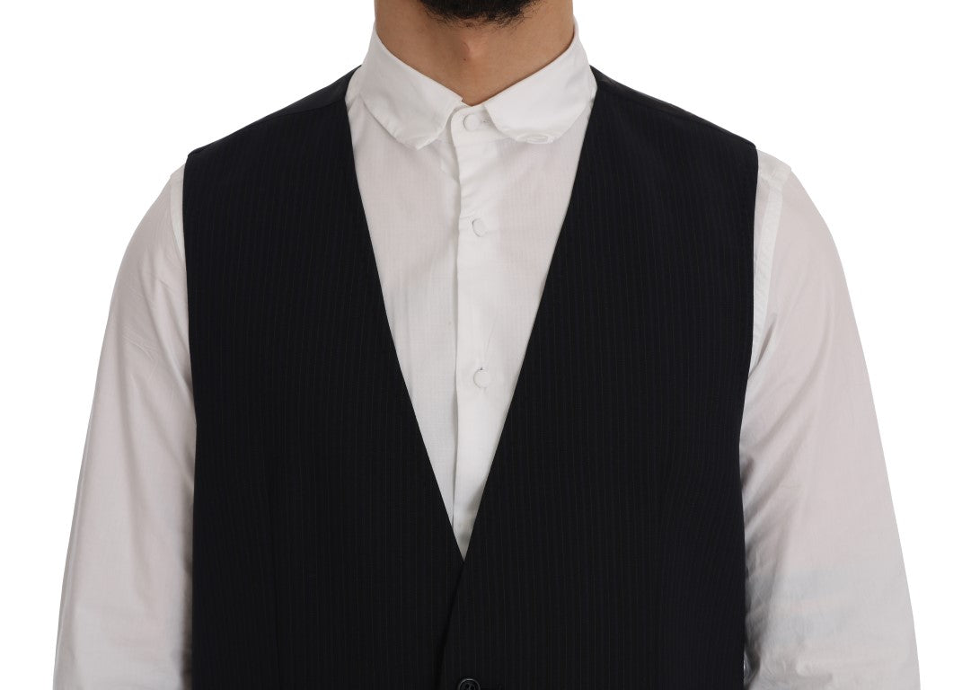 Dolce &amp; Gabbana Sleek Striped Wool Blend Waistcoat Vest