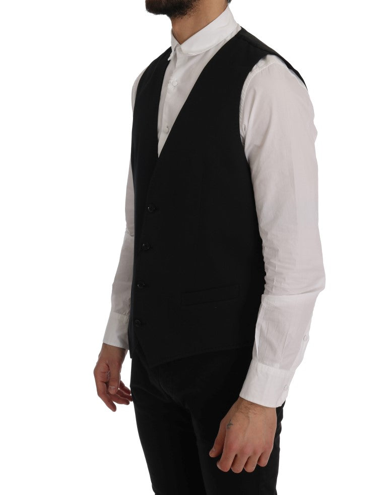 Dolce &amp; Gabbana Sleek Black Single-Breasted Waistcoat