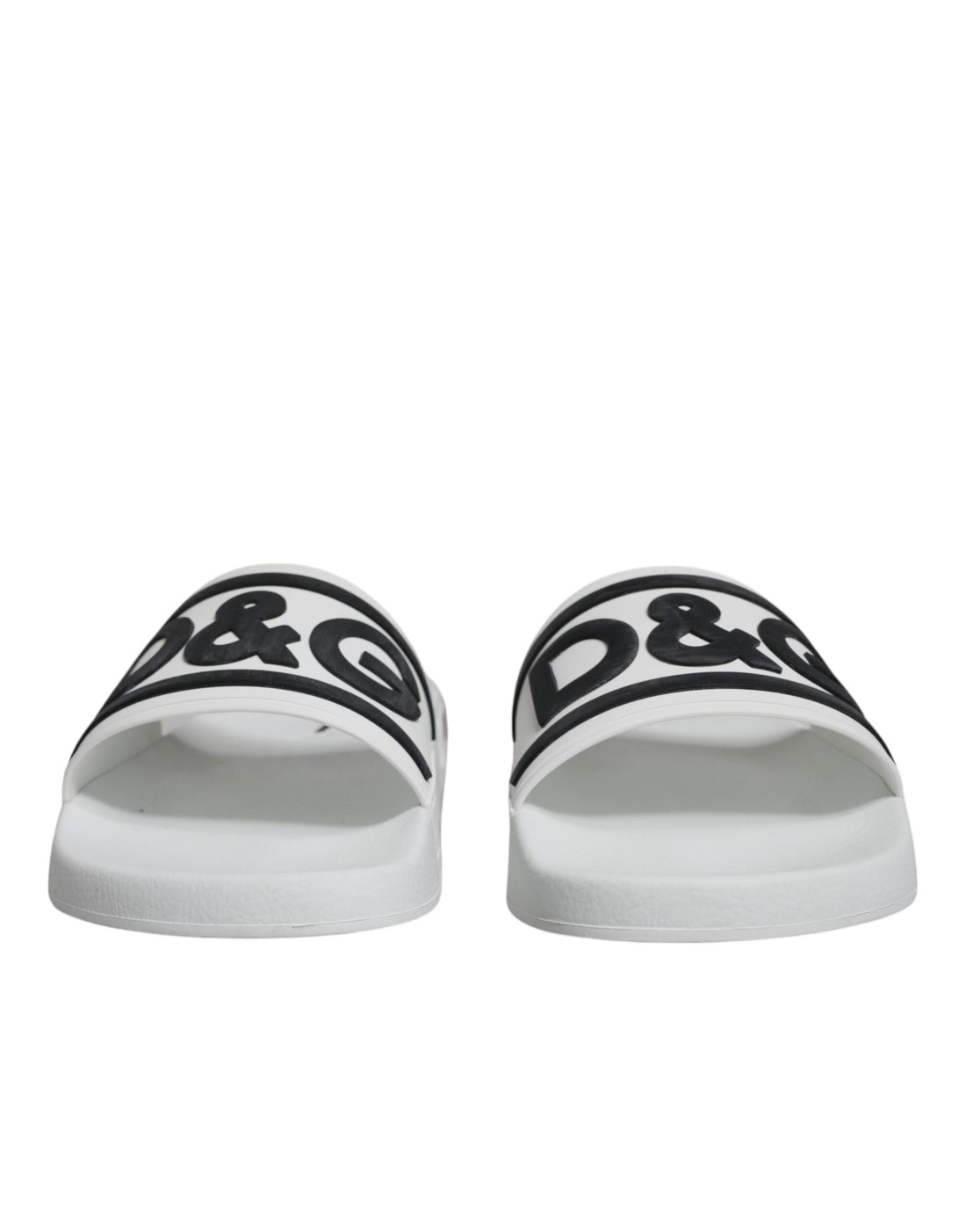 Dolce &amp; Gabbana White Black Sandals Rubber Beachwear Shoes