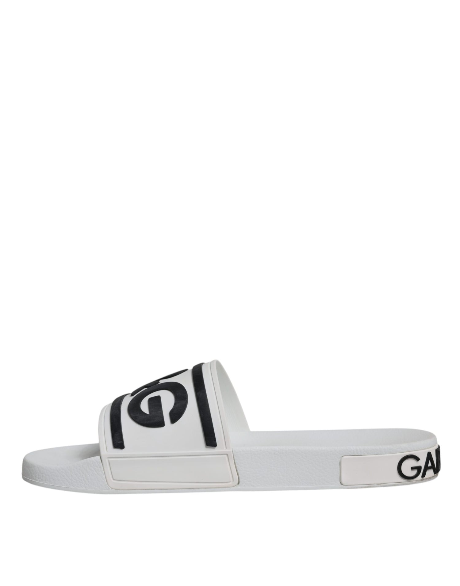 Dolce &amp; Gabbana White Black Sandals Rubber Beachwear Shoes