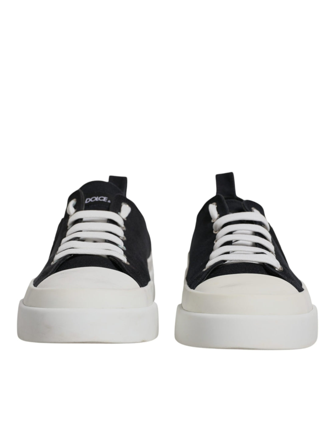 Dolce &amp; Gabbana Black White Canvas Low Top Sneakers Shoes