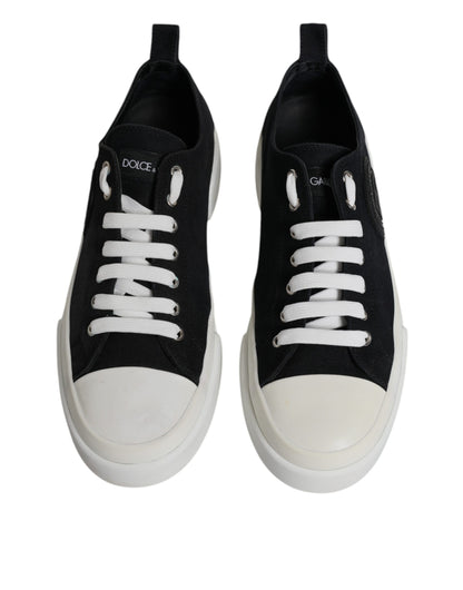 Dolce &amp; Gabbana Black White Canvas Low Top Sneakers Shoes