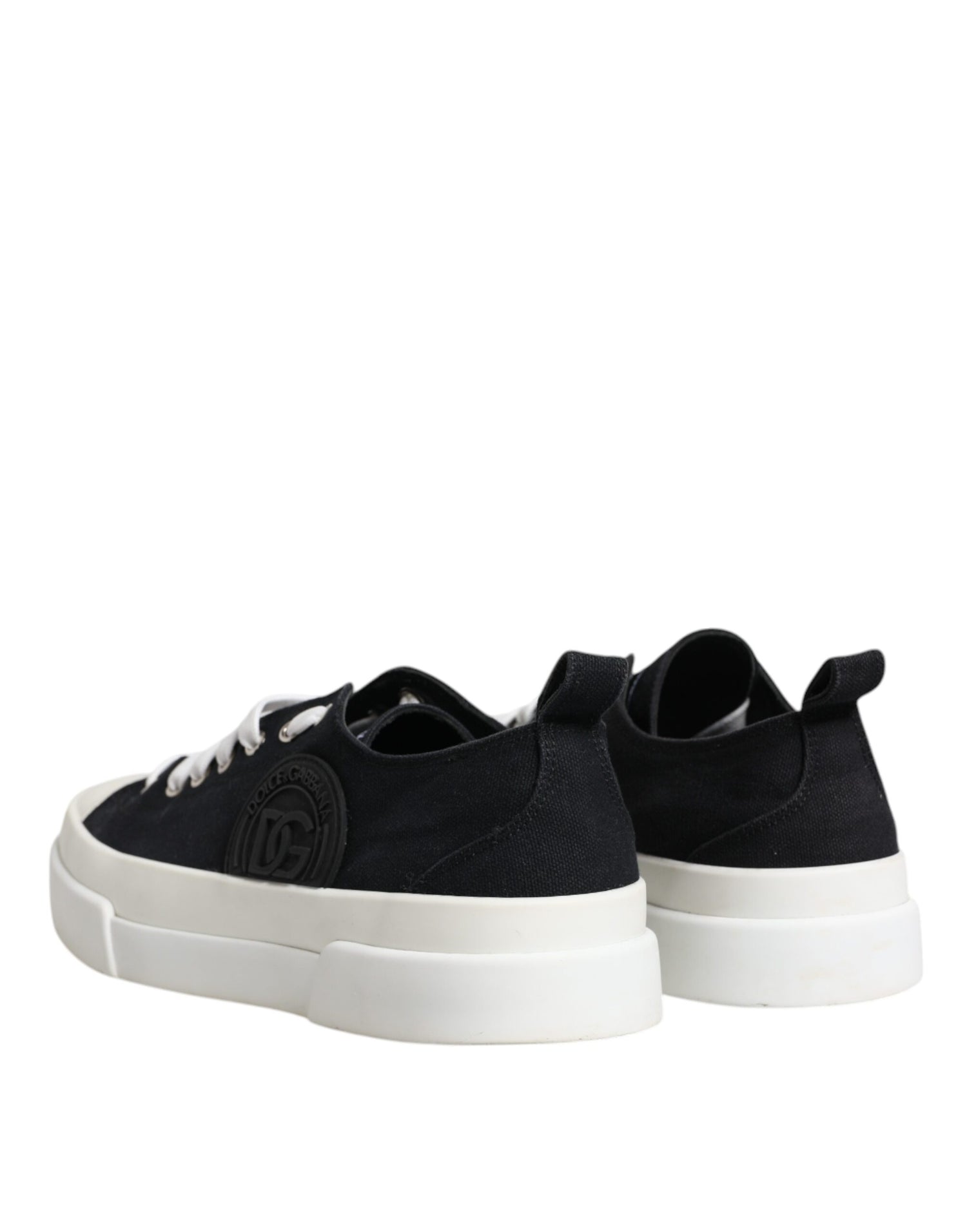 Dolce &amp; Gabbana Black White Canvas Low Top Sneakers Shoes