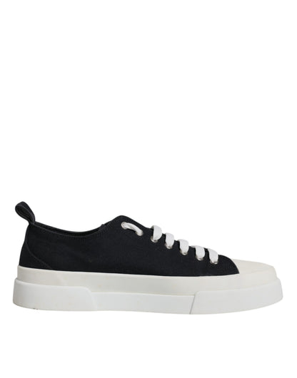 Dolce &amp; Gabbana Black White Canvas Low Top Sneakers Shoes