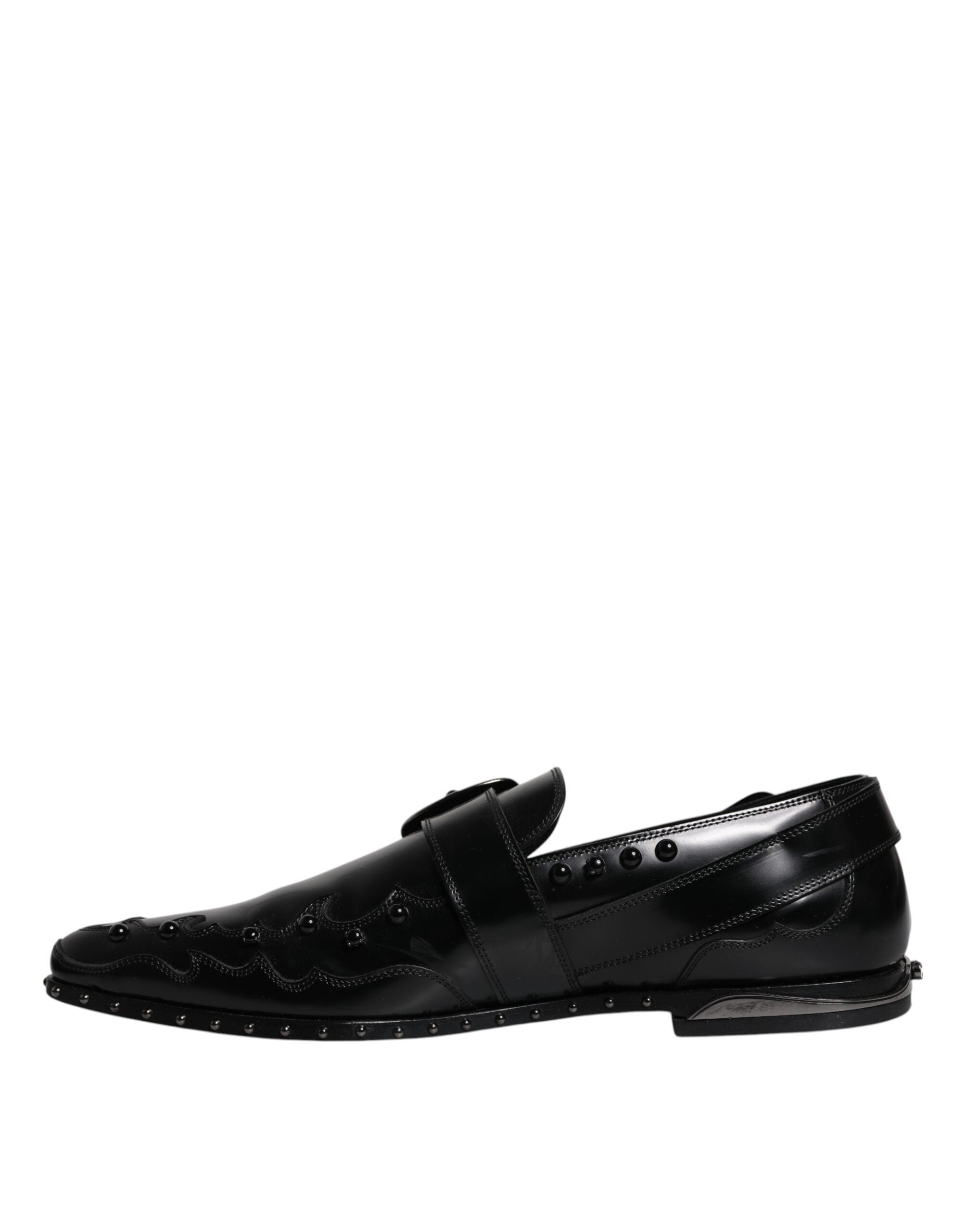 Dolce &amp; Gabbana Black Embellished Derby Monk Strap Shoes