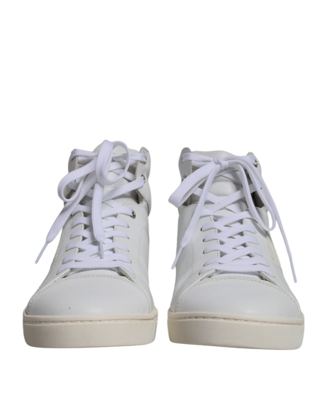 Dolce &amp; Gabbana White Leather Mid Top Men Sneakers Shoes