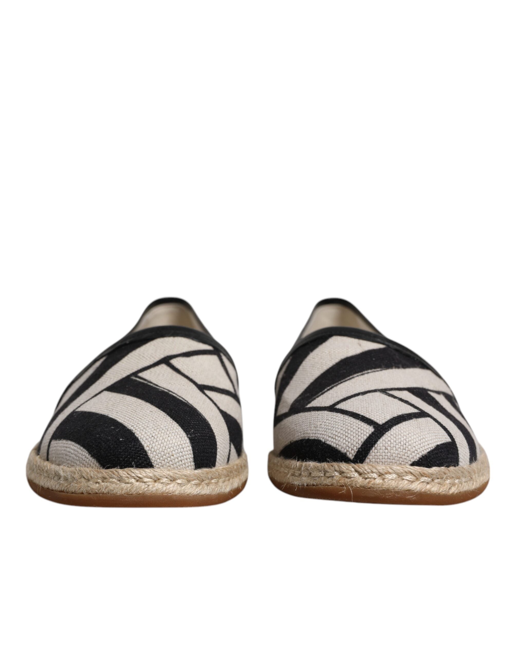 Dolce &amp; Gabbana Black White Stripes Slip On Espadrille Shoes