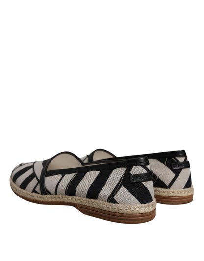 Dolce &amp; Gabbana Black White Stripes Slip On Espadrille Shoes