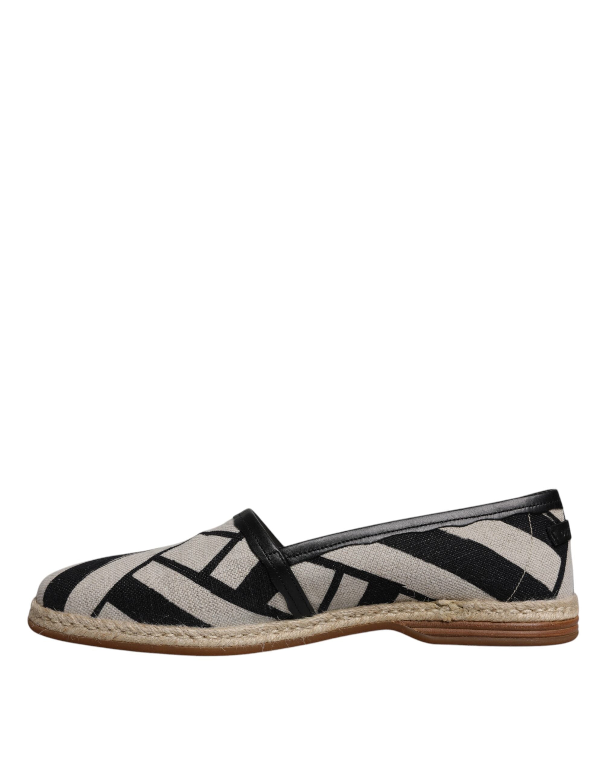 Dolce &amp; Gabbana Black White Stripes Slip On Espadrille Shoes