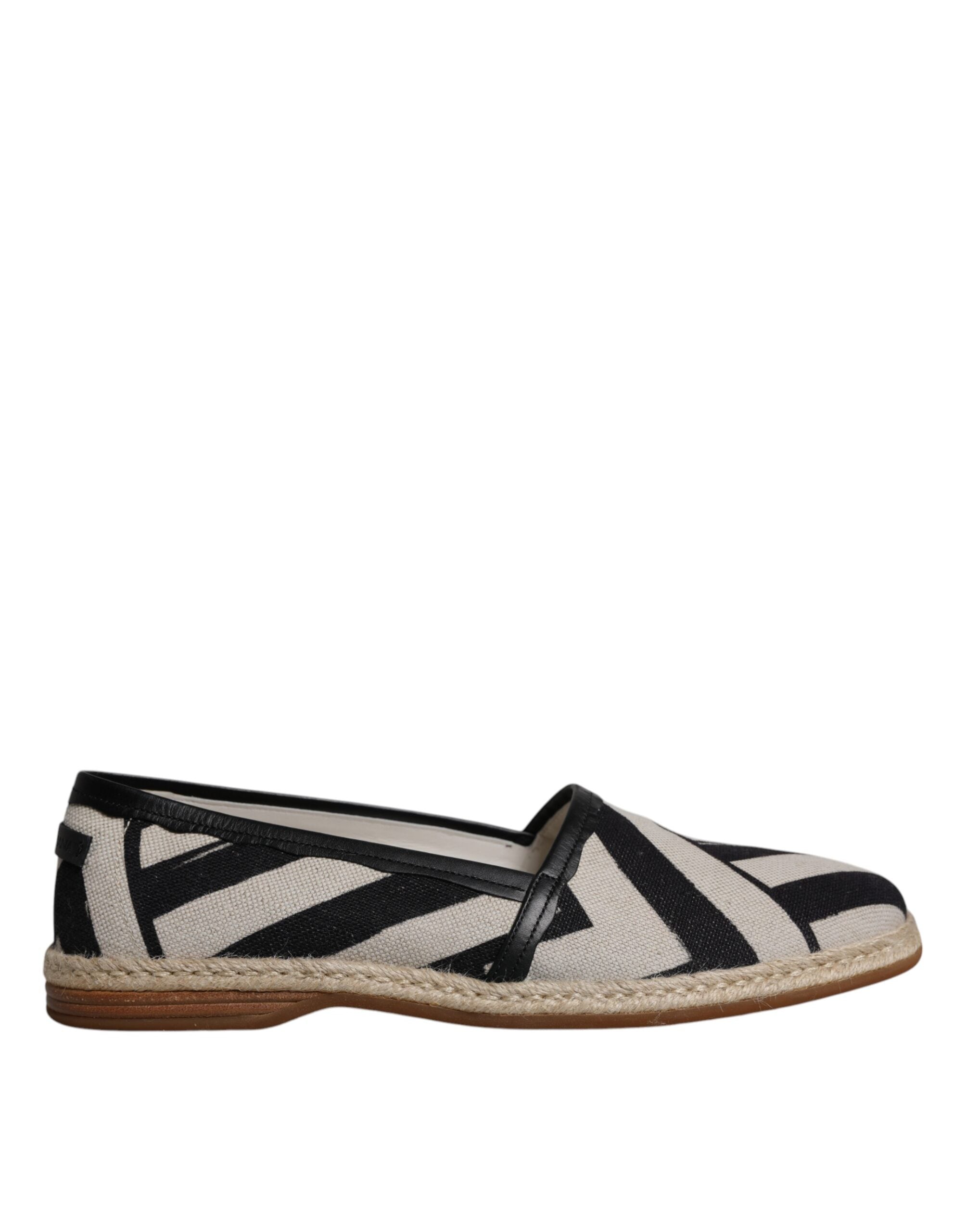 Dolce &amp; Gabbana Black White Stripes Slip On Espadrille Shoes