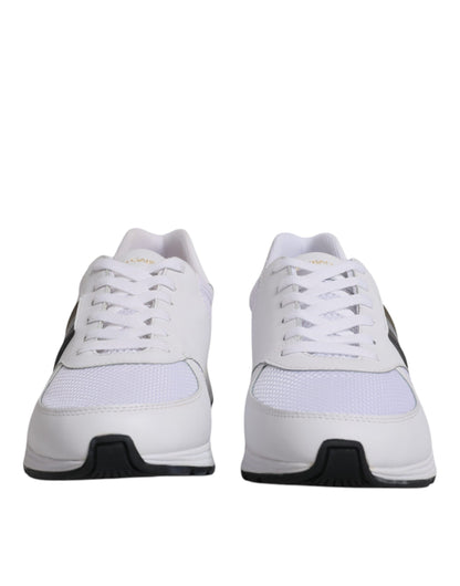 Dolce &amp; Gabbana White Logo Leather Casual Men Sneakers Shoes