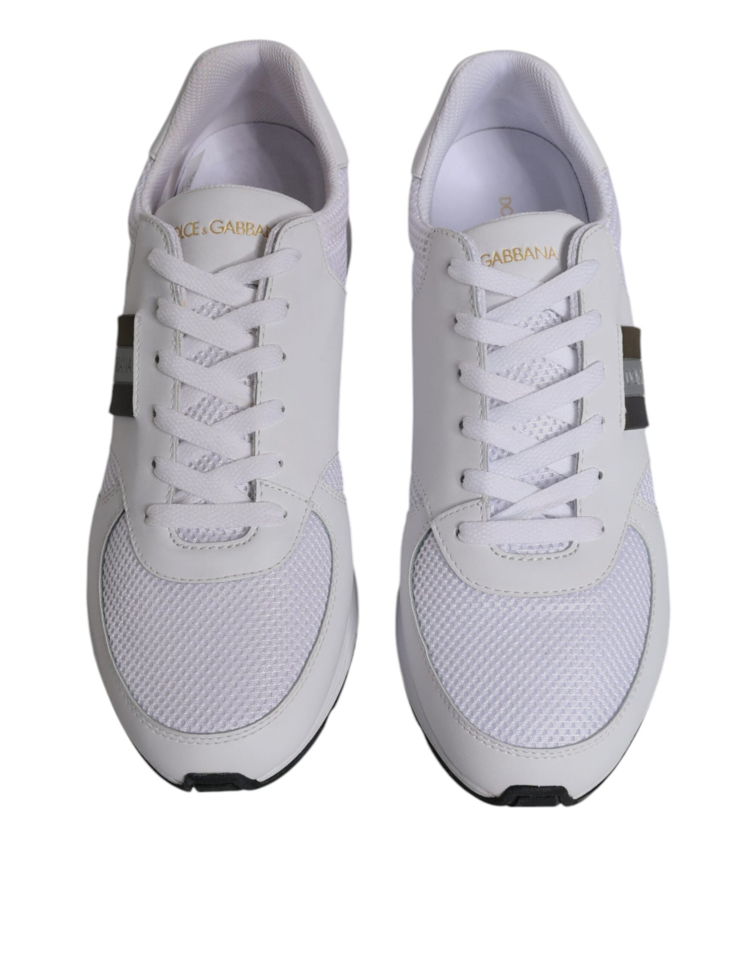 Dolce &amp; Gabbana White Logo Leather Casual Men Sneakers Shoes