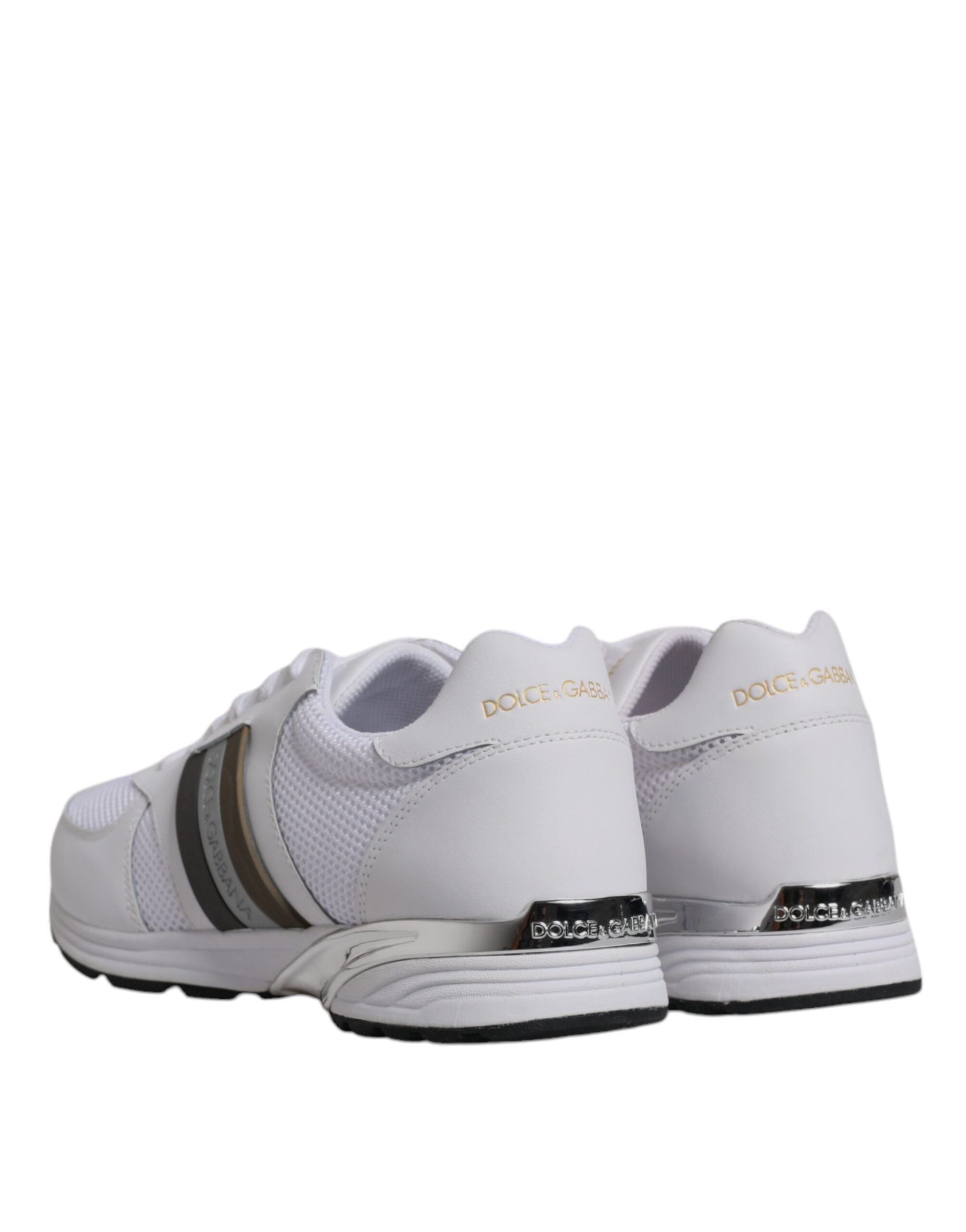 Dolce &amp; Gabbana White Logo Leather Casual Men Sneakers Shoes