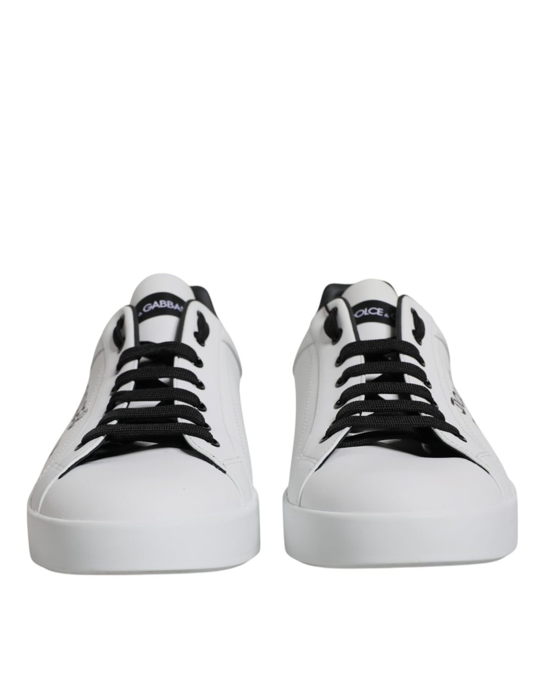 Dolce &amp; Gabbana White Leather Logo Portofino Sneakers Shoes