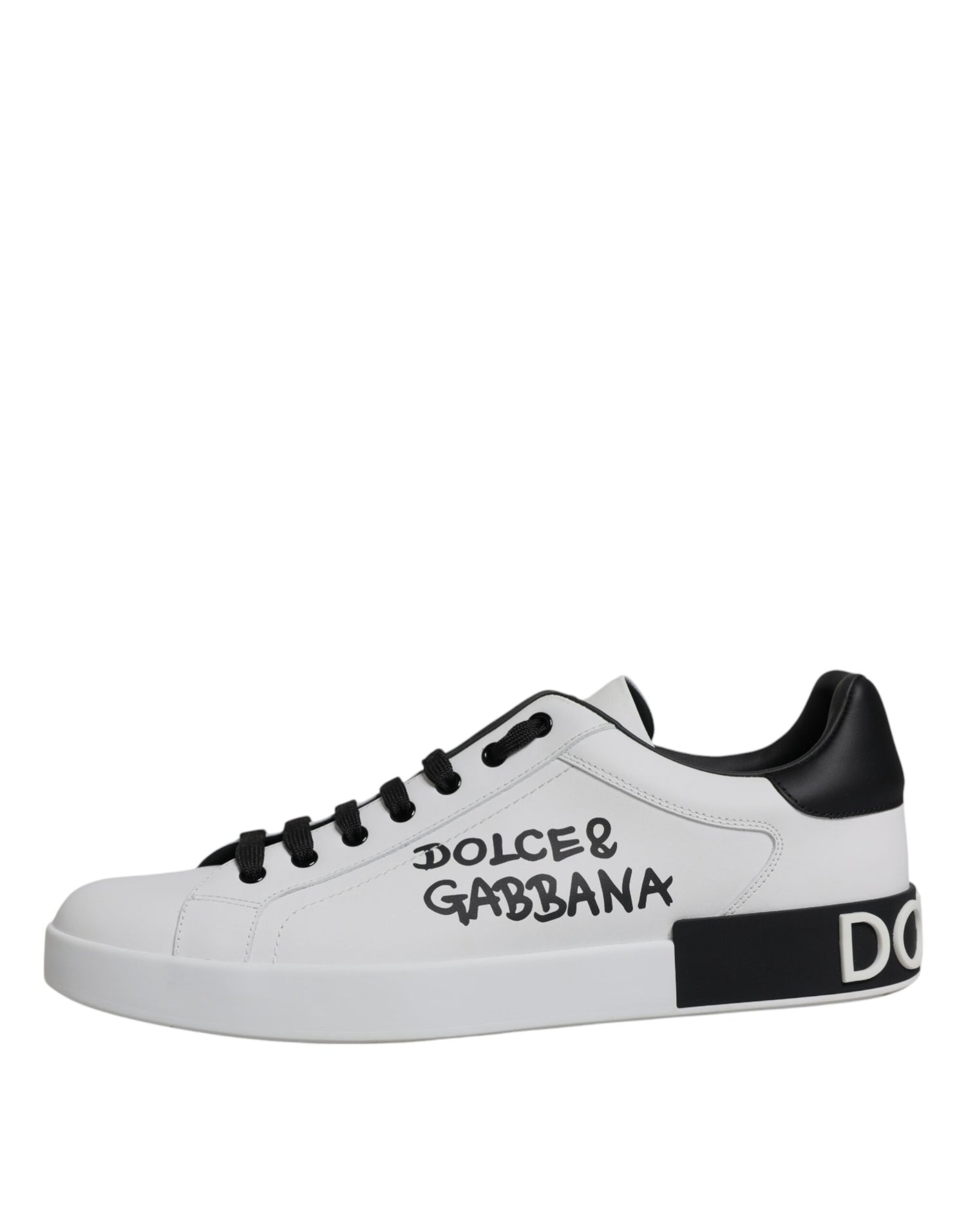 Dolce &amp; Gabbana White Leather Logo Portofino Sneakers Shoes