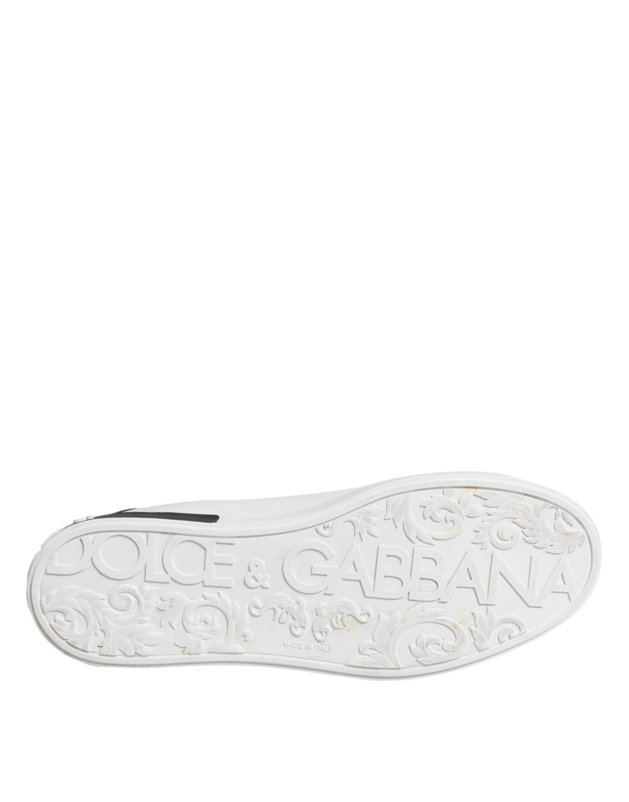 Dolce &amp; Gabbana White Leather Logo Portofino Sneakers Shoes