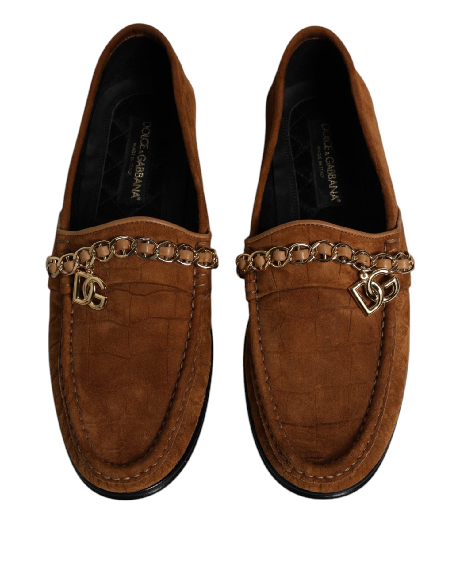 Dolce &amp; Gabbana Brown Suede Leather Loafers Dress Shoes