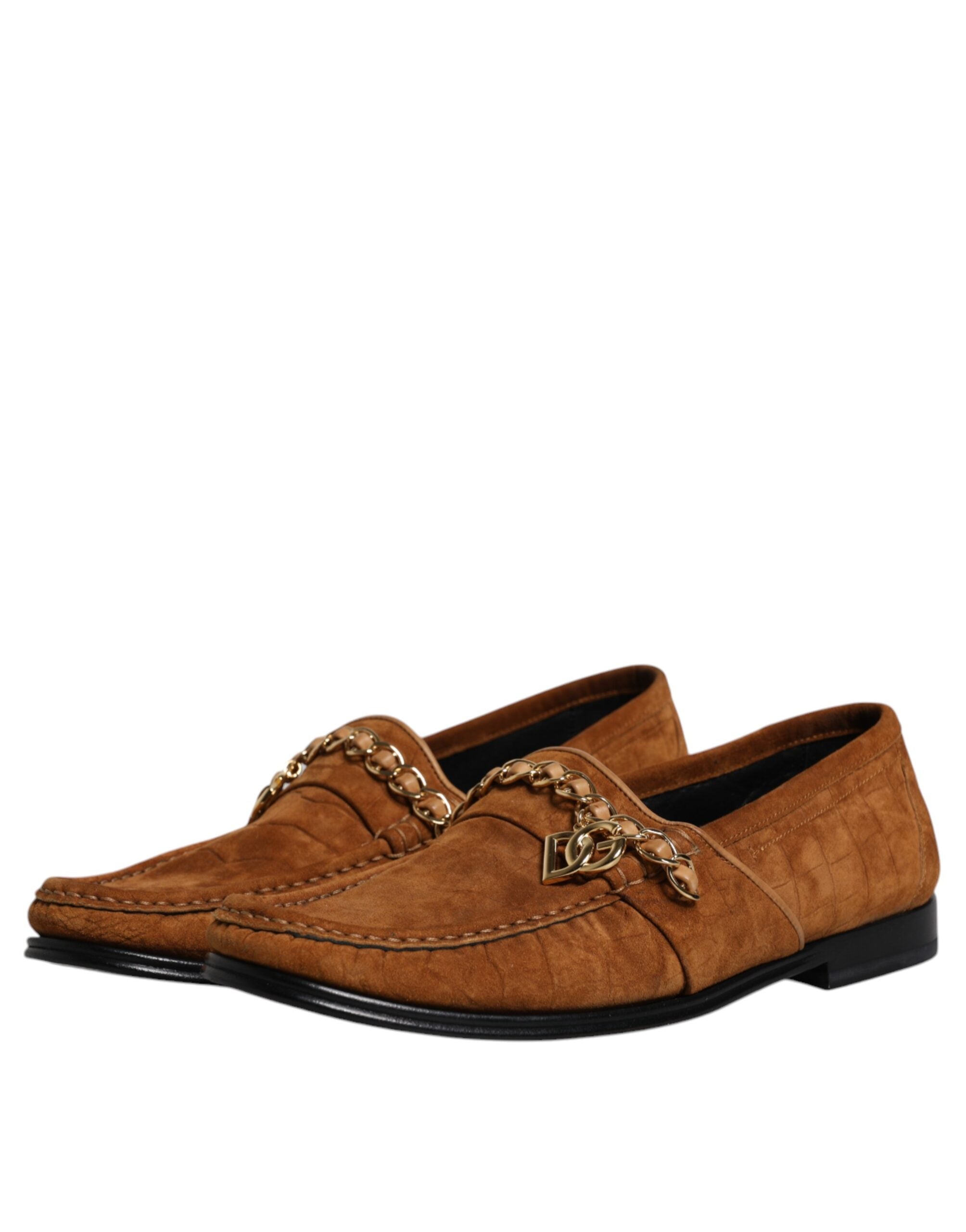 Dolce &amp; Gabbana Brown Suede Leather Loafers Dress Shoes