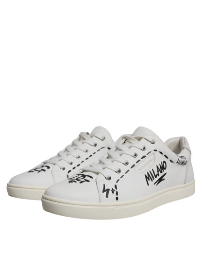 Dolce &amp; Gabbana White Leather Milano Low Top Sneakers Shoes