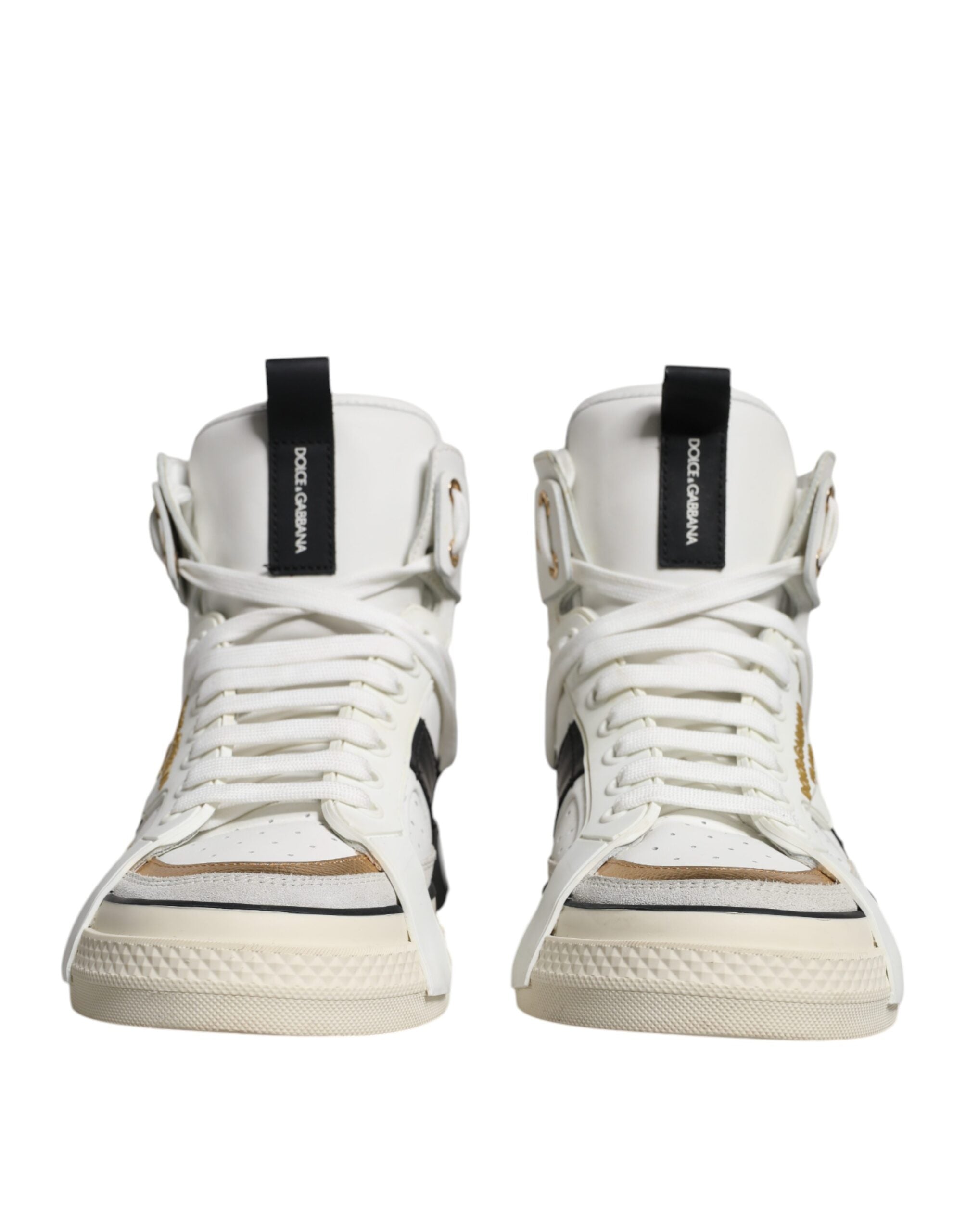 Dolce &amp; Gabbana White Leather High Top Men Sneakers Shoes