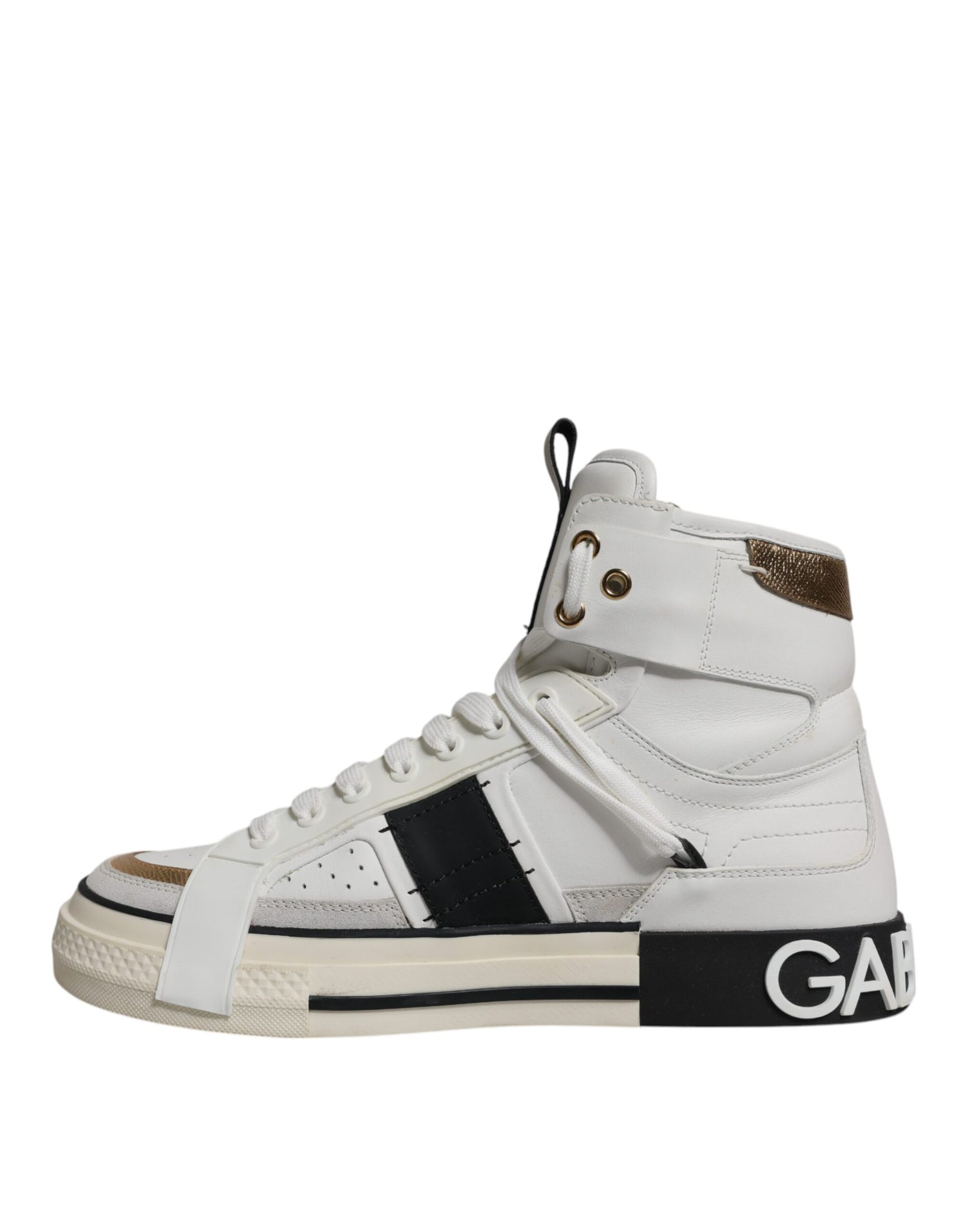 Dolce &amp; Gabbana White Leather High Top Men Sneakers Shoes