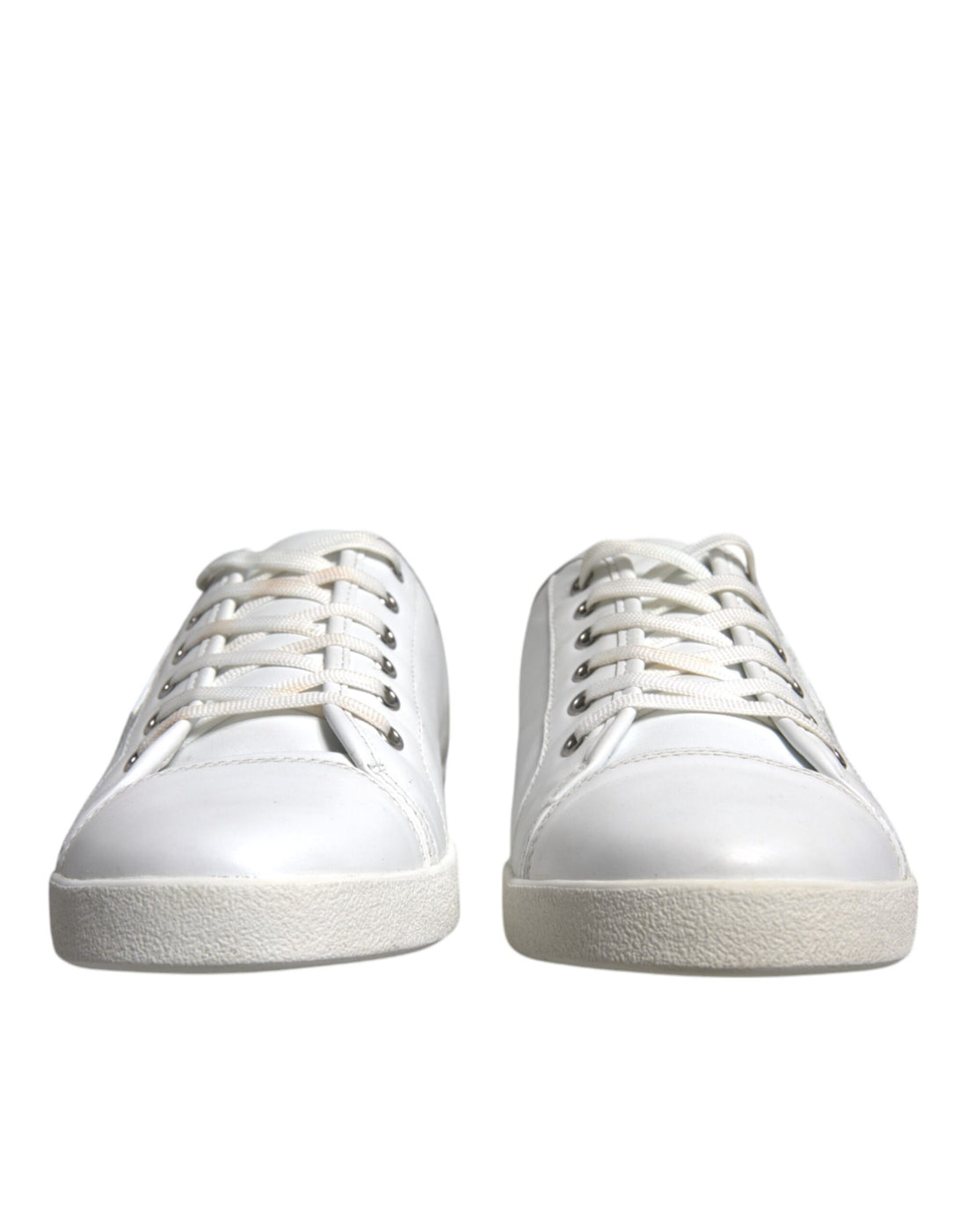 Dolce &amp; Gabbana White Logo Leather Low Top Men Sneakers Shoes