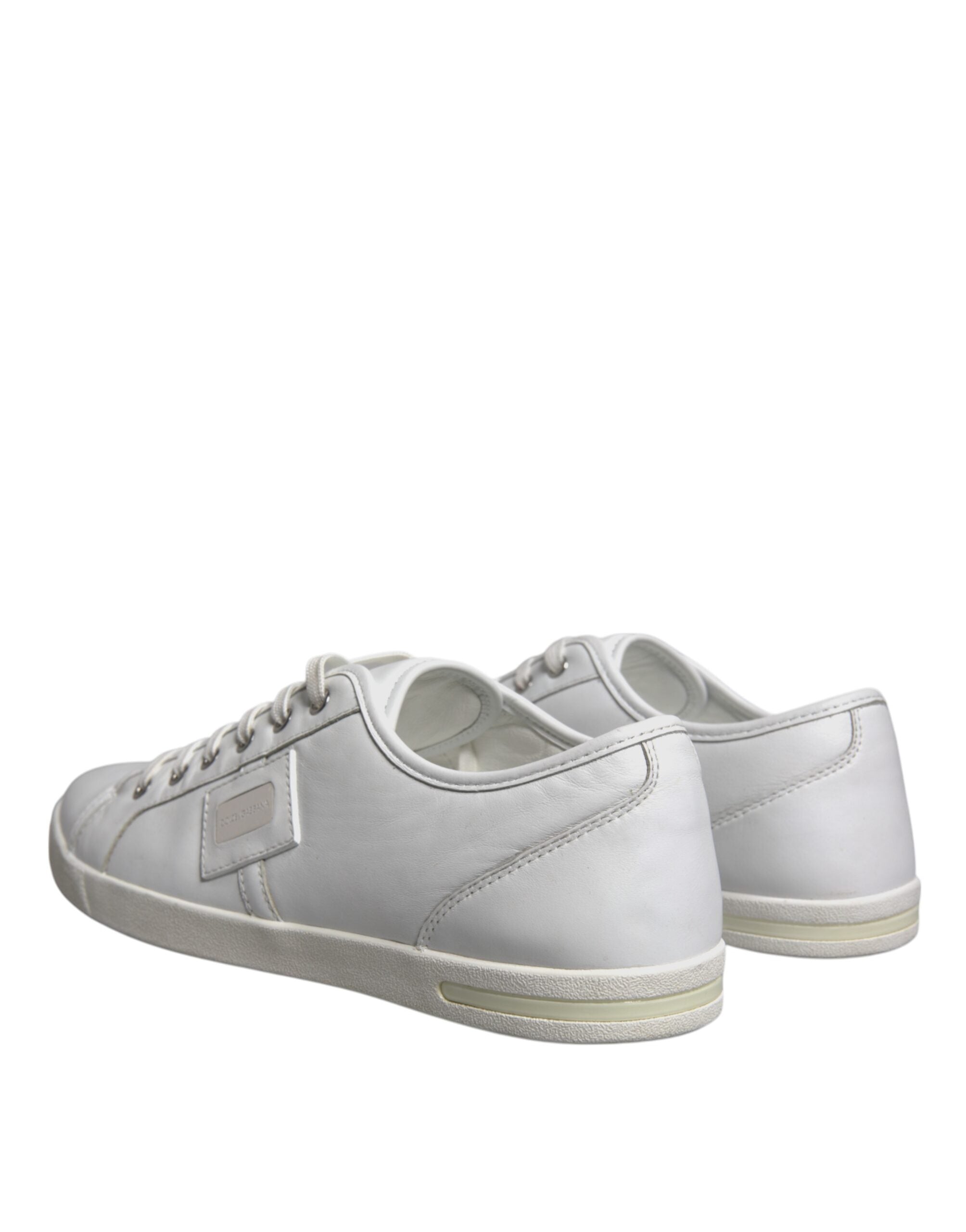 Dolce &amp; Gabbana White Logo Leather Low Top Men Sneakers Shoes