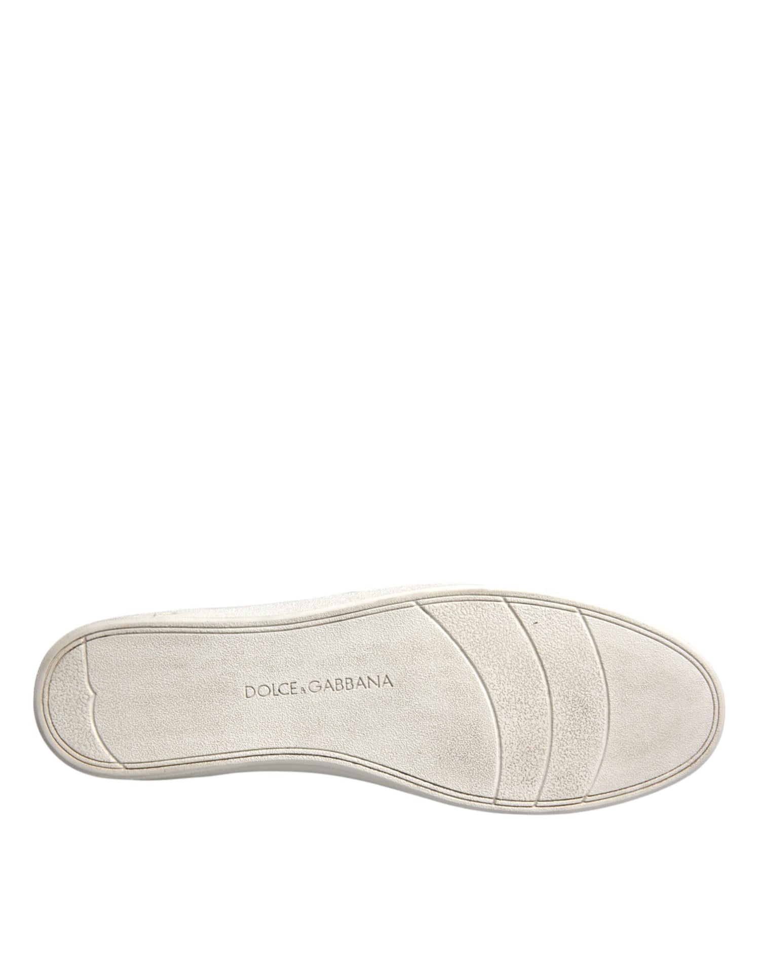 Dolce &amp; Gabbana White Logo Leather Low Top Men Sneakers Shoes