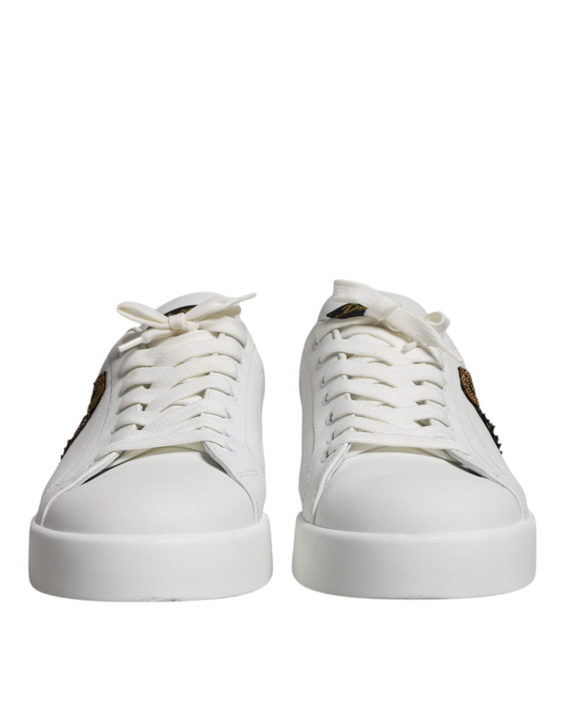 Dolce &amp; Gabbana White Leather DG Logo Casual Low Top Sneakers Shoes