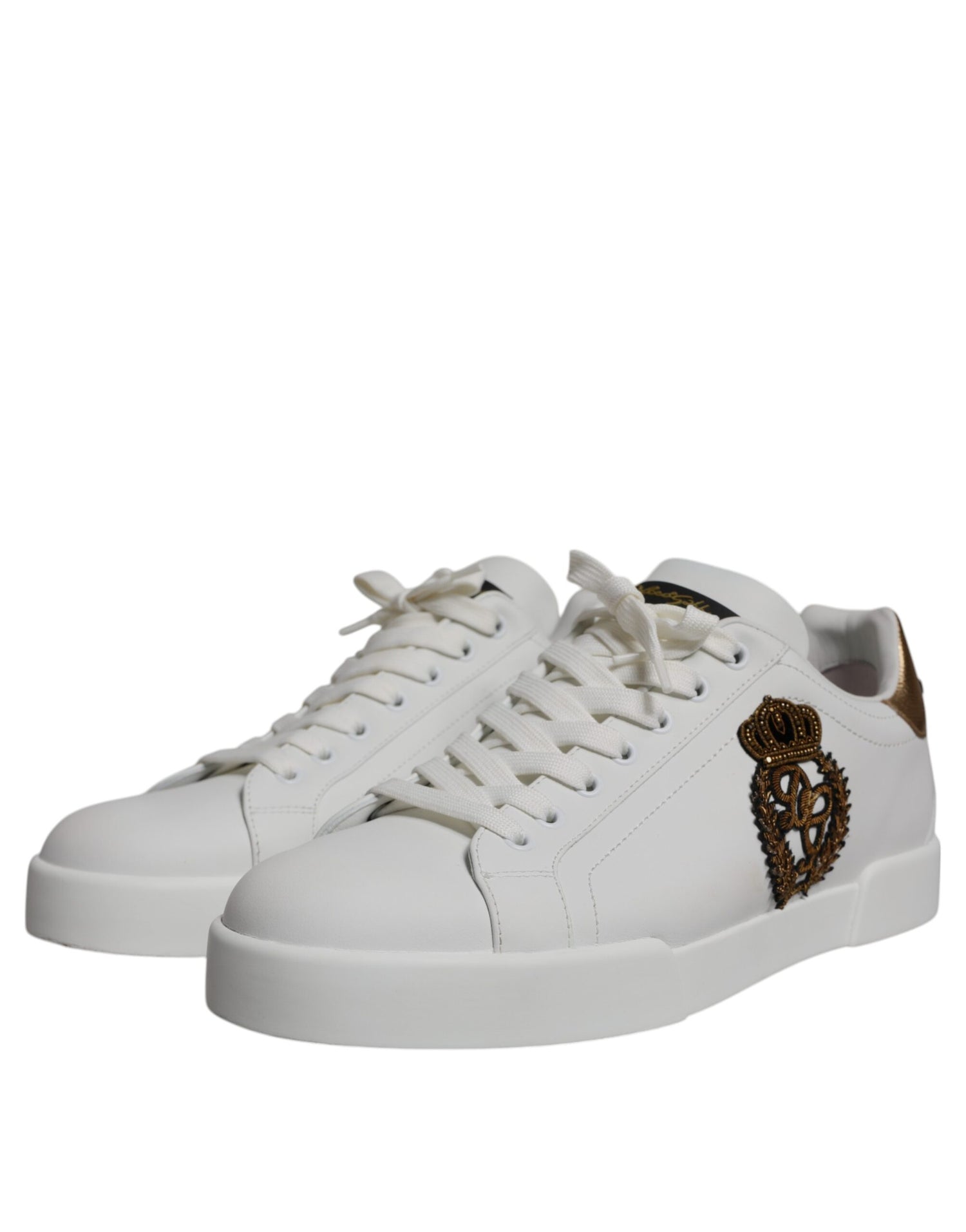 Dolce &amp; Gabbana White Leather DG Logo Casual Low Top Sneakers Shoes