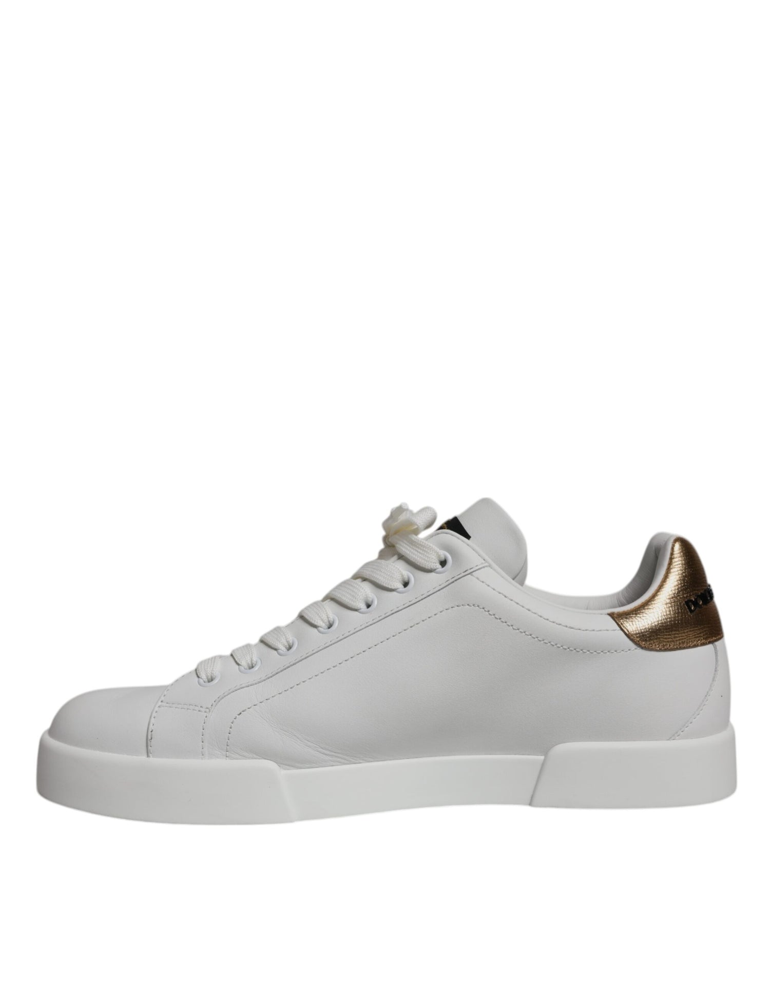 Dolce &amp; Gabbana White Leather DG Logo Casual Low Top Sneakers Shoes