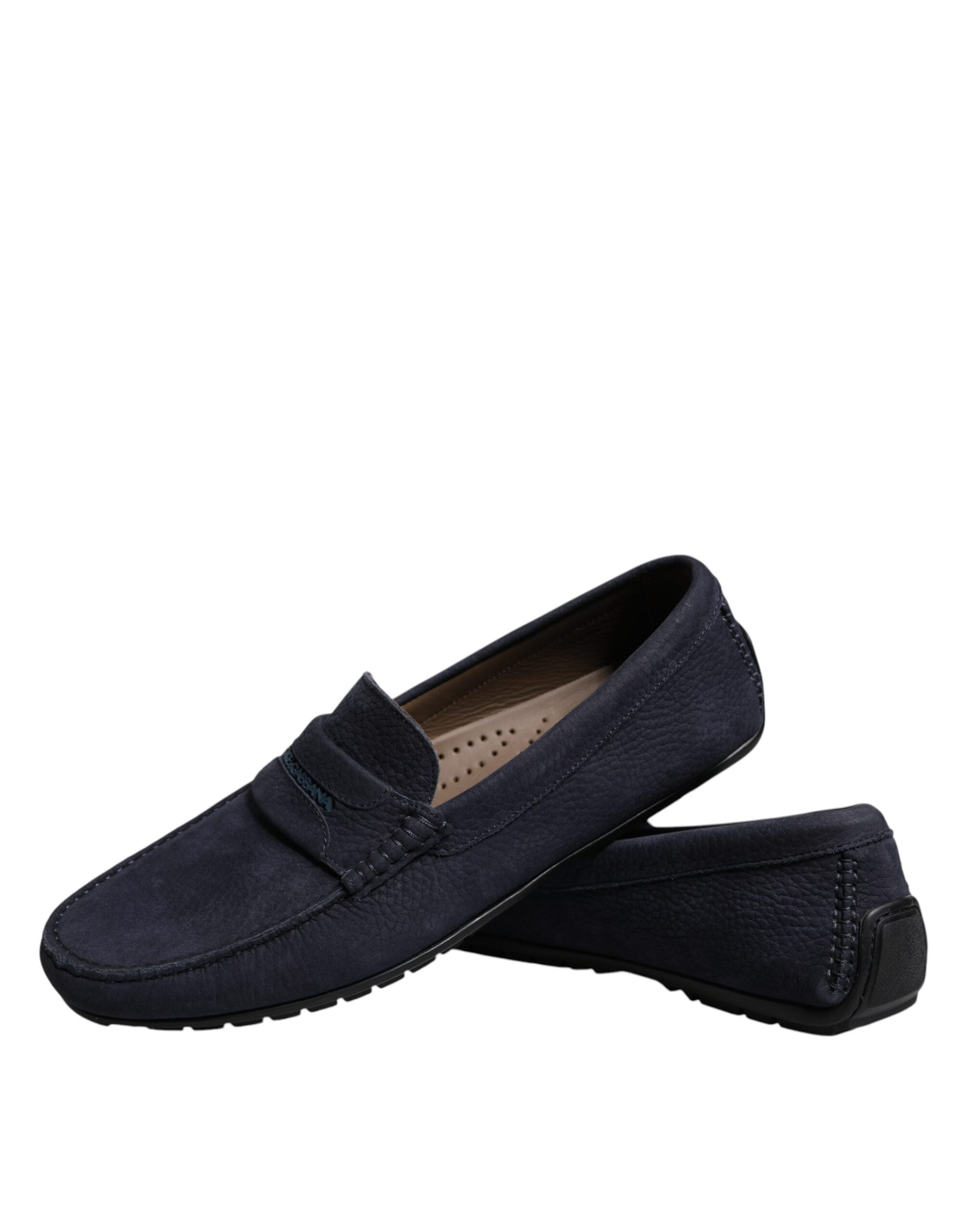 Dolce &amp; Gabbana Blue Calf Leather Slip On Men Moccasin Shoes