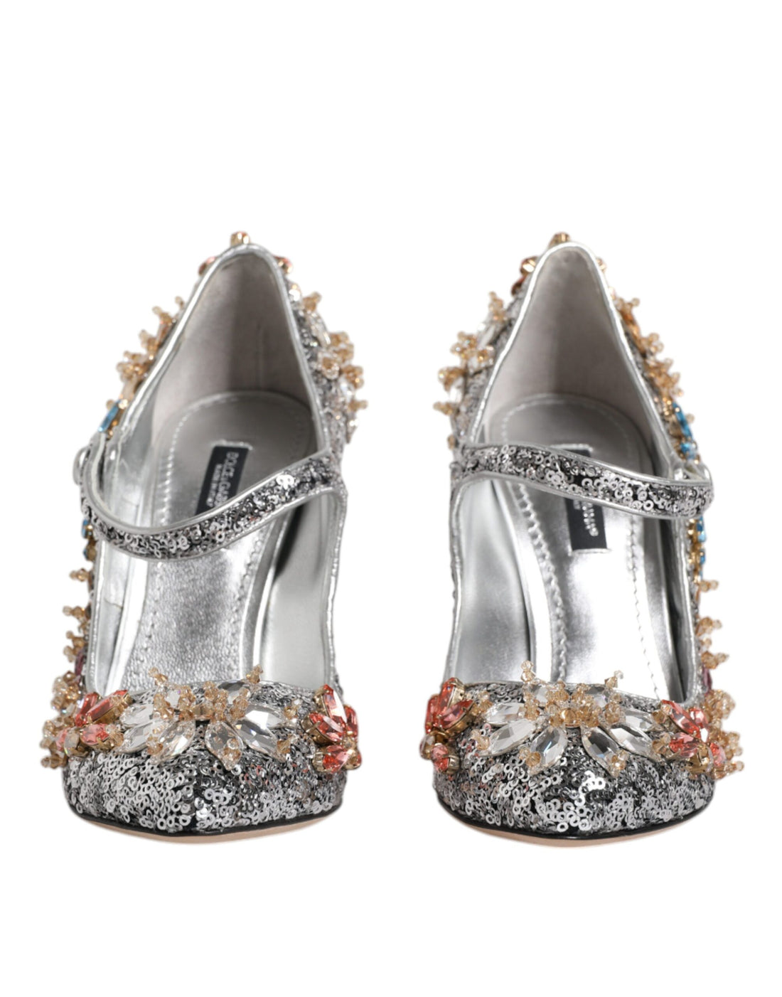 Dolce &amp; Gabbana Silver Sequin Embellished Heels Pumps Shoes