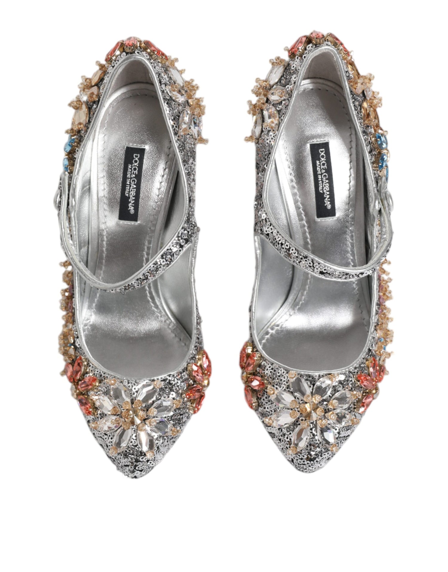 Dolce &amp; Gabbana Silver Sequin Embellished Heels Pumps Shoes