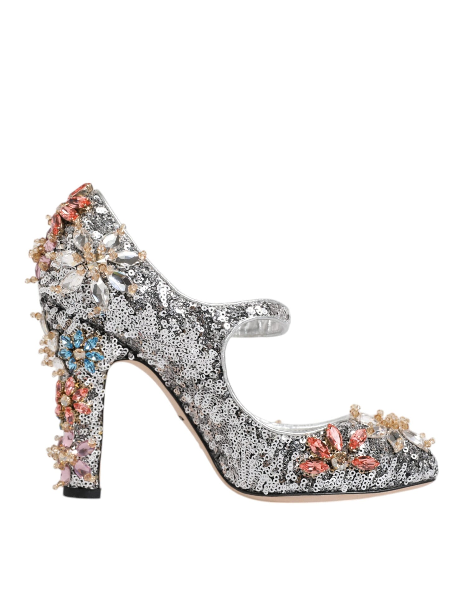 Dolce &amp; Gabbana Silver Sequin Embellished Heels Pumps Shoes