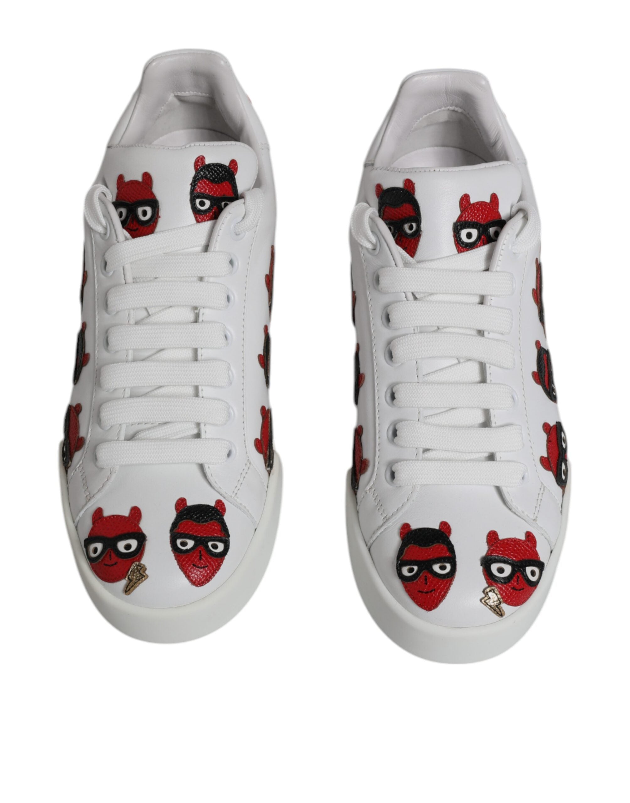 Dolce &amp; Gabbana White Devil Face Portofino Sneakers Shoes