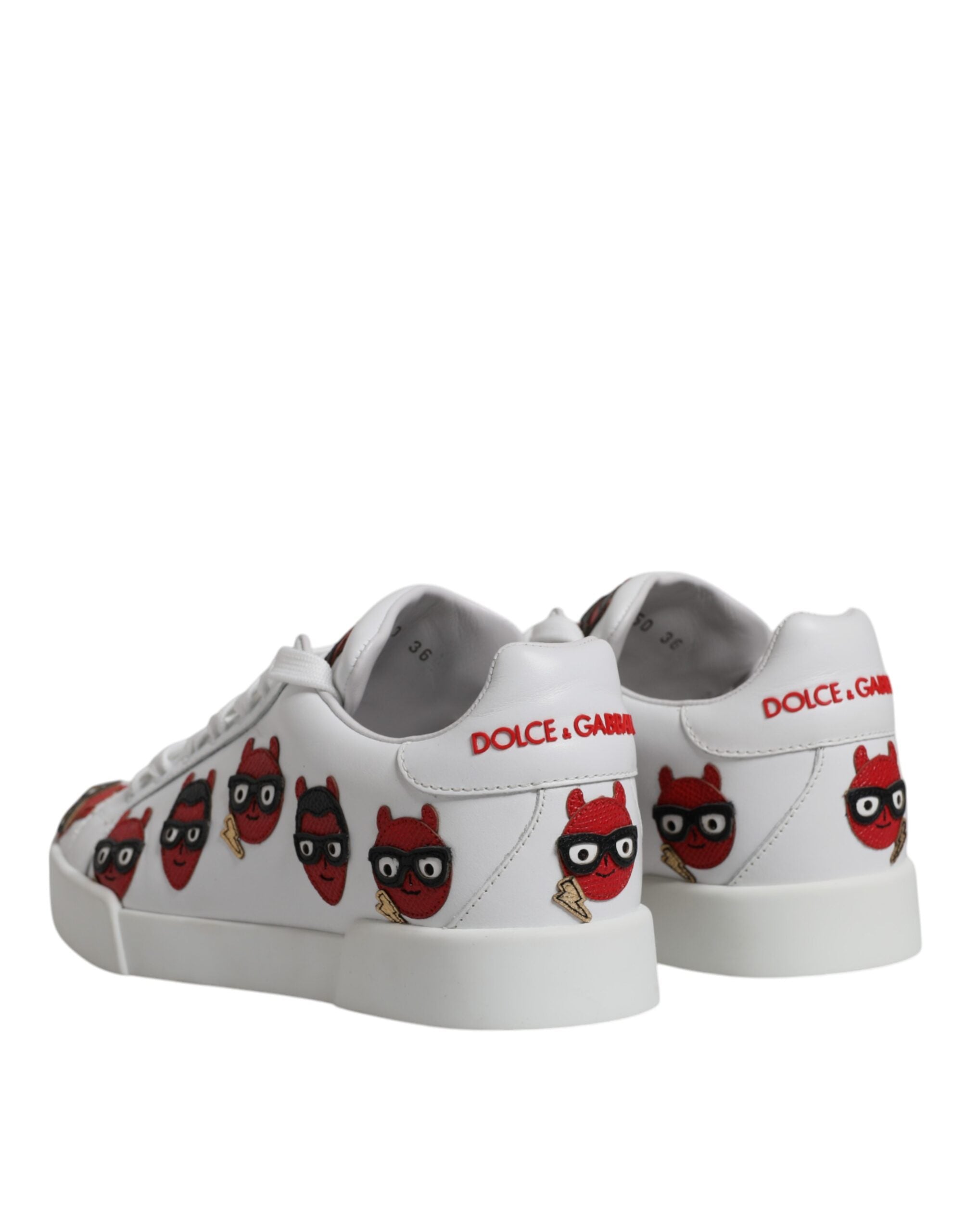 Dolce &amp; Gabbana White Devil Face Portofino Sneakers Shoes