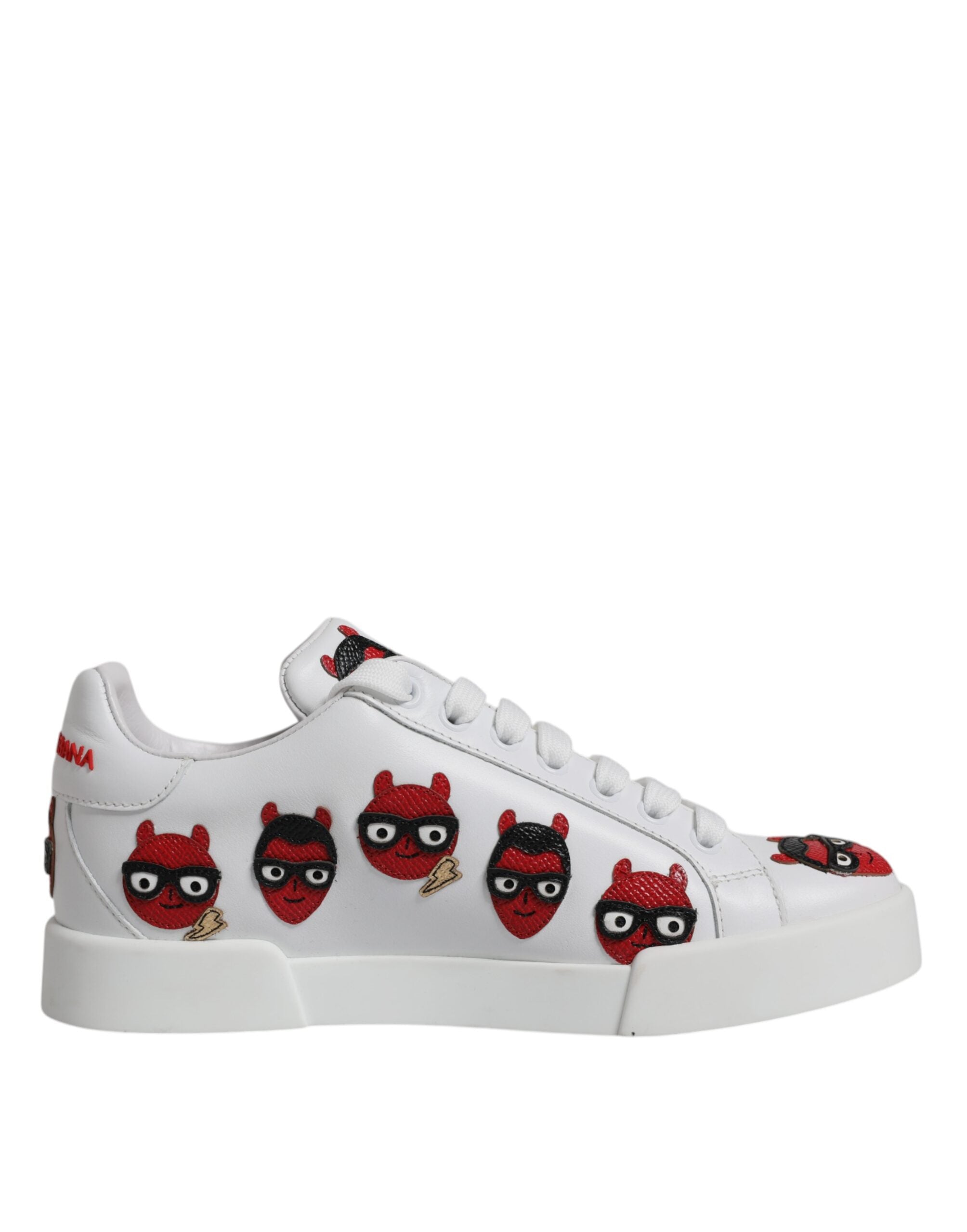 Dolce &amp; Gabbana White Devil Face Portofino Sneakers Shoes