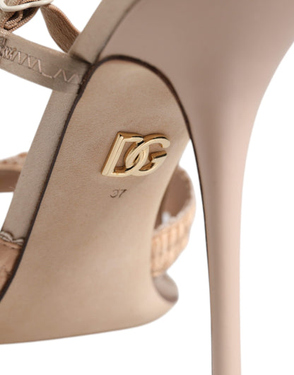 Dolce &amp; Gabbana Beige Keira Slingback Heels Sandals Shoes