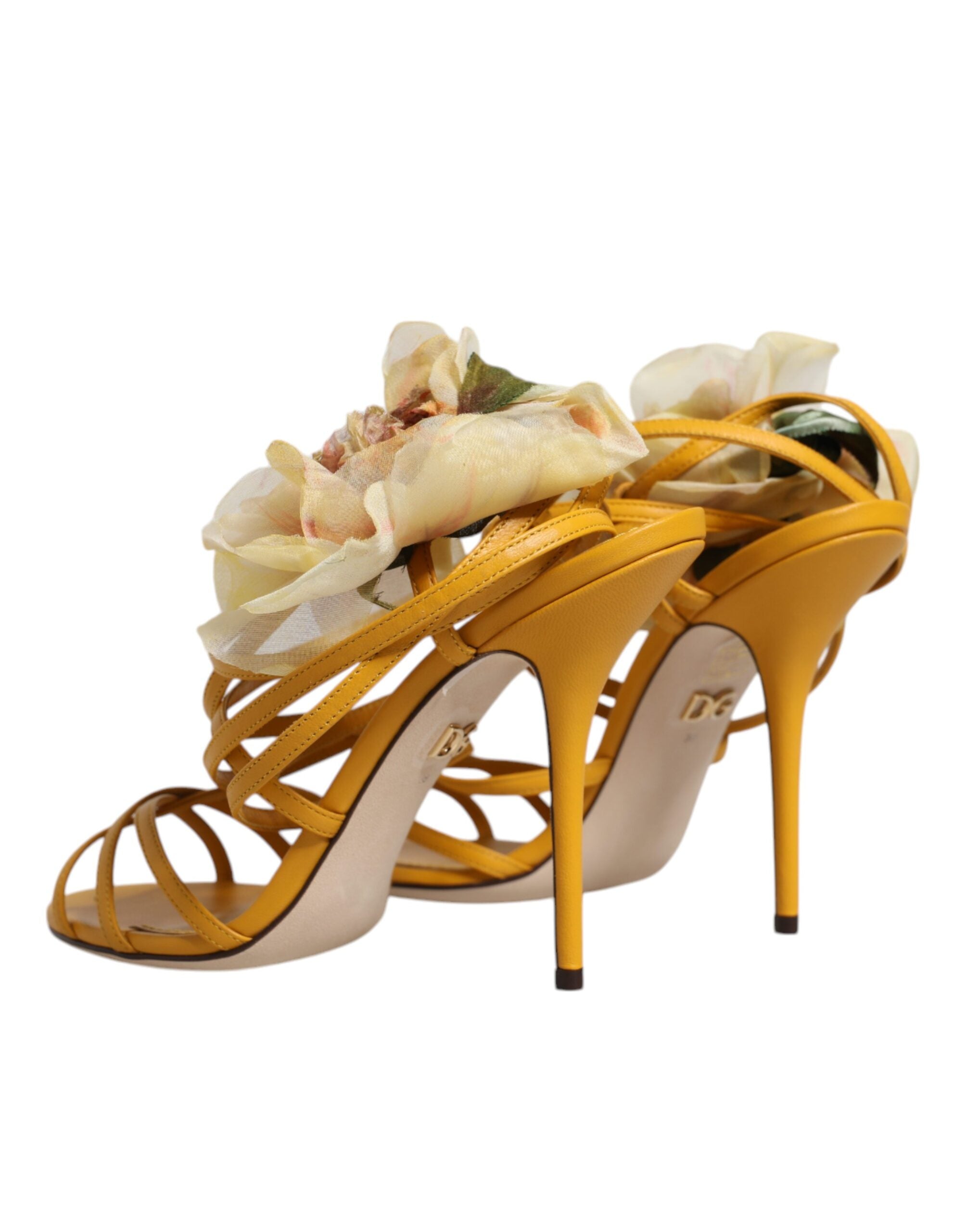 Dolce &amp; Gabbana Orange Flower Applique Keira Sandals Shoes