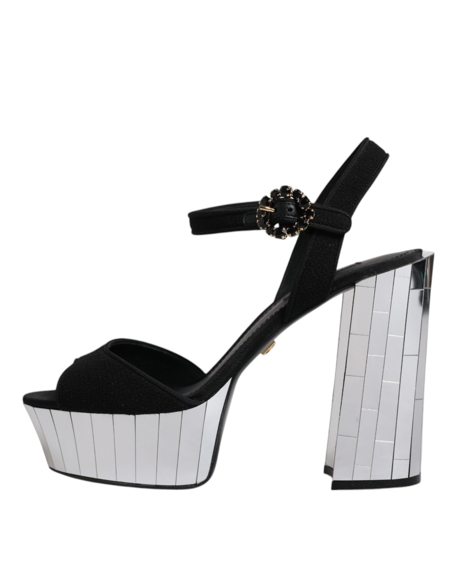 Dolce &amp; Gabbana Black Mirror Heels Platform Sandals Shoes