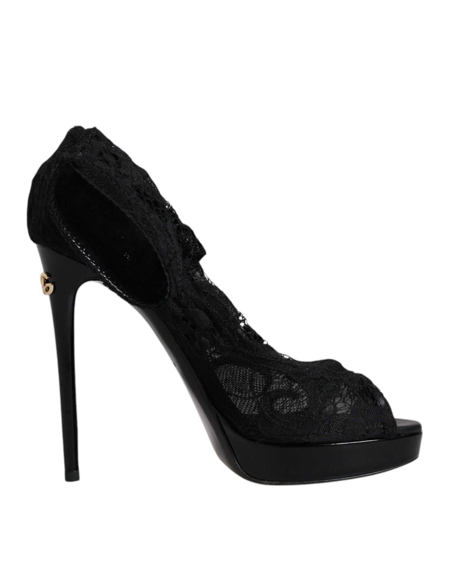 Dolce &amp; Gabbana Black Stretch Taormina Lace Boots Shoes