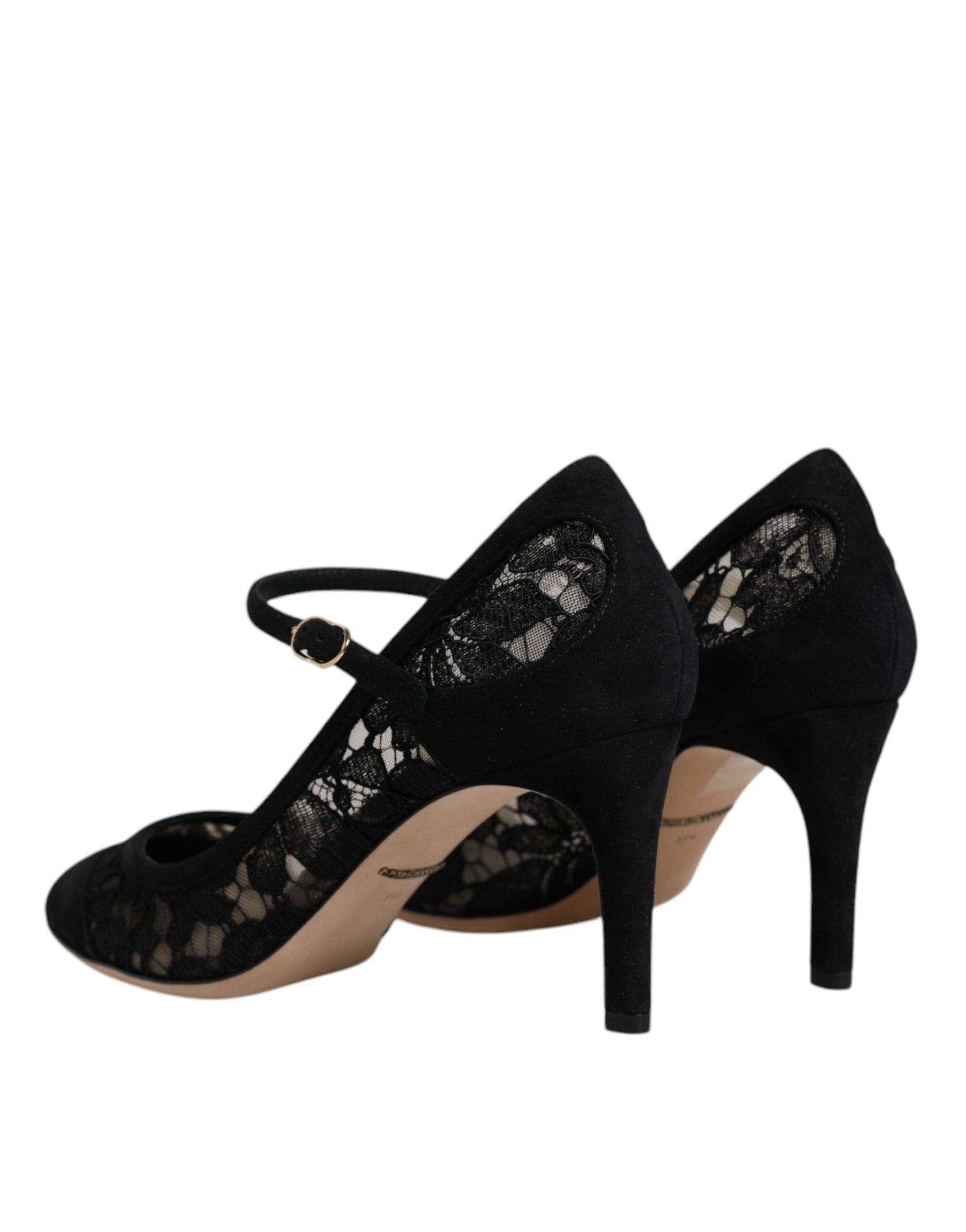 Dolce &amp; Gabbana Black Mary Jane Taormina Lace Pumps Shoes