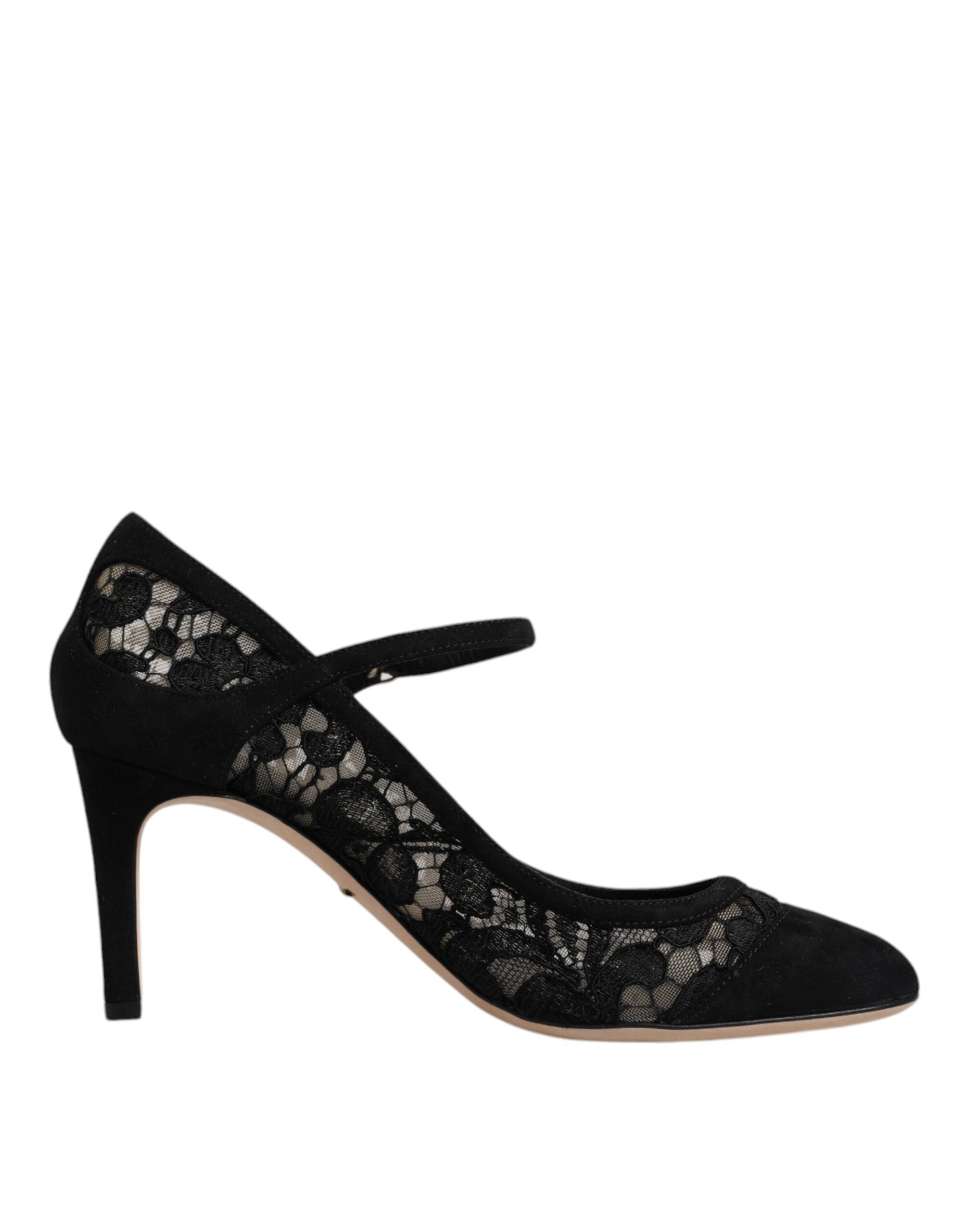 Dolce &amp; Gabbana Black Mary Jane Taormina Lace Pumps Shoes